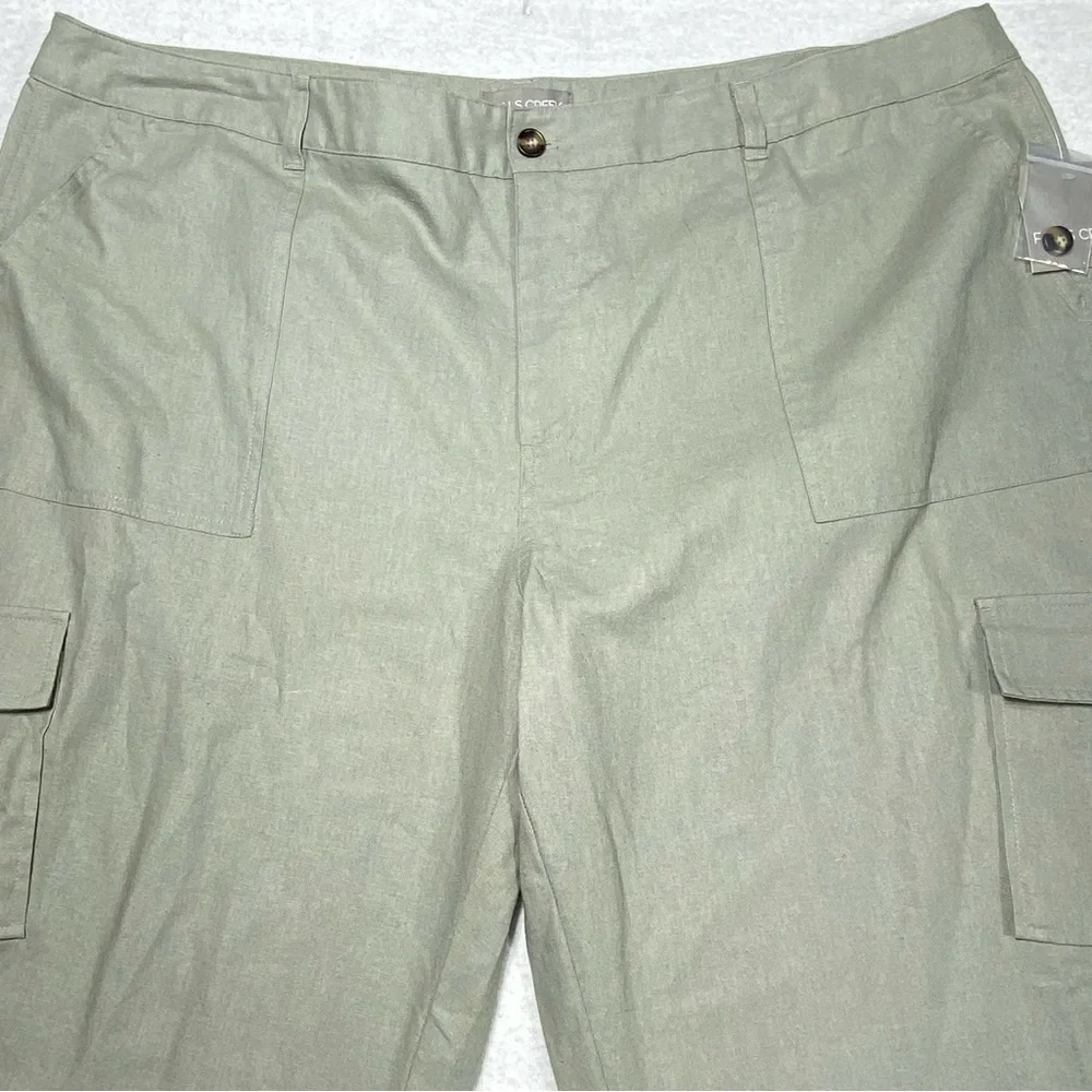 Falls Creek Cargo Pants Women Plus 24 Sage Gray Crop Stretch Casual Workwear NWT - Picture 3 of 16